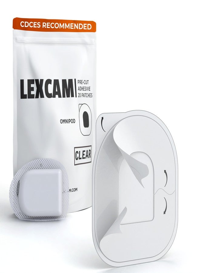 LEXCAM Adhesive OverPatches Pre-Cut for Omnipod 5, New – Pack of 20 – Transparent Waterproof Patches for Insulin Pump, Sensor is NOT Included - Image 1